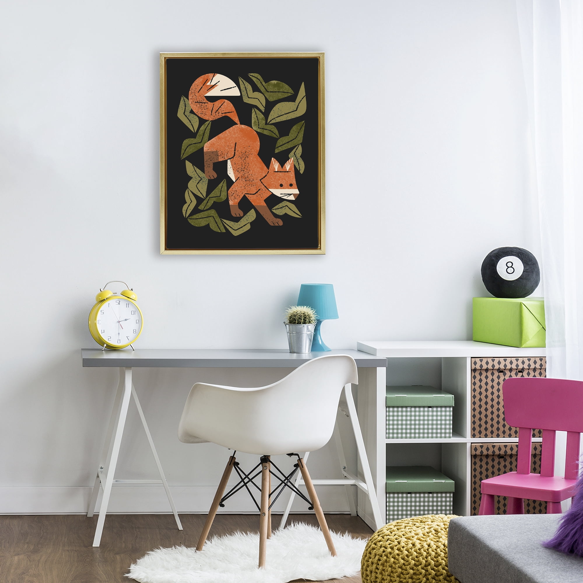 Stupell Industries Fox In The Brush Gold Framed Floater Canvas Wall Art, design by Renea L. Thull