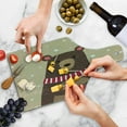 thumbnail image 4 of Cartoon Cutting Board, Bear Wearing Red Scarf Under Snow Winter Cold Weather Playroom Print, Decorative Tempered Glass Cutting and Serving Board, Wine Bottle Shape, Brown Sand Brown, by Ambesonne, 4 of 5