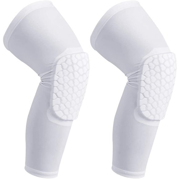 JHIJHOO Genouillères de Basketball Genouillères de Volleyball Nid d'Abeille Antichoc Antidérapant Manchon de Jambe Coussinet Protecteur Soutien Garde Rembourré Vêtement de Compression - 2 Pcs