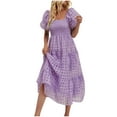 thumbnail image 2 of Gspmoly Robe d'Été, Robe à Épaules Dénudées pour Femme à Manches Courtes Plissée à Taille Haute, Robes de Cocktail Offres Prime, 2 of 9