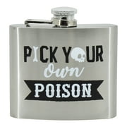Way To Celebrate Halloween Silver Pick Your Own Poison Stainless Steel Flask, 4.7 fl oz