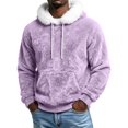 thumbnail image 5 of EliteGoogv Men's Fleece Hoodie Faux Fur Collar Pullover Sweatshirt Drawstring Kangaroo Pocket Long Sleeve Cozy Loose Fit Winter Top,M, 5 of 7