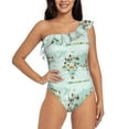 thumbnail image 2 of Picia World Travel Map Pattern Women's One Piece Swimsuits,One Shoulder Swimwear Asymmetric ,Ruffle Monokinis Bathing Suits,High Waisted Flattering Bathing Suits-Medium, 2 of 8