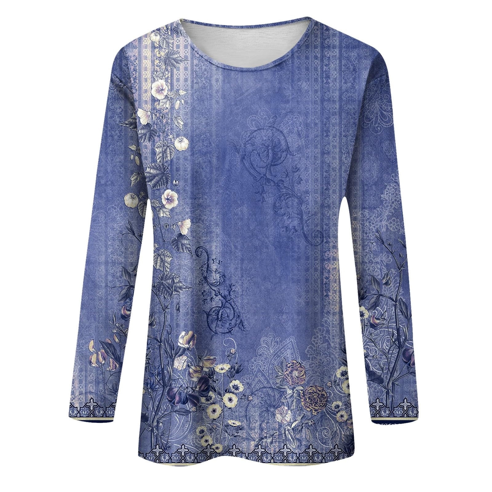 Long Sleeve Shirts for Women - Womens T Shirts Long Sleeve Crew Neck Shirts Basic Tee Sort Comfy Printed Tops Blouse