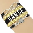 thumbnail image 1 of Divine Kids Dance Leather and Suede Charm Bracelet (Black, Gold), 1 of 1
