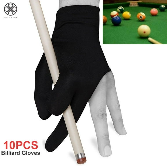 Luxtrada 10pcs 3 Fingers Billiard Cue Pool Gloves Snooker Left/Right Hand Nylon Accessory