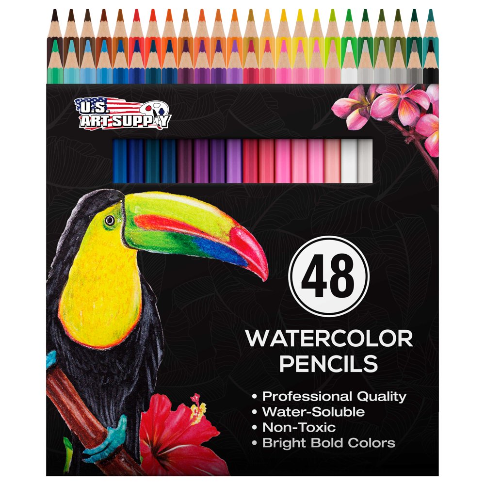 US Art Supply 48 Piece Water Soluble Colored Pencil Set Drawing