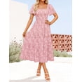 thumbnail image 2 of Vestido ZESICA para mujer, estilo bohemio, floral, playa, rosa, talla XL, 2 of 7