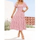 thumbnail image 2 of Vestido ZESICA para mujer, estilo bohemio, floral, playa, rosa, talla L, 2 of 7