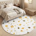 thumbnail image 3 of Round Area Rugs 5Ft, Summer Bee Non-Slip Washable Circle Rugs Carpet, Sweet Honey Spring Floral Botanical Indoor Outdoor Rug Floor Mats Throw Runner for Bedroom Living Room Bathroom, 3 of 5
