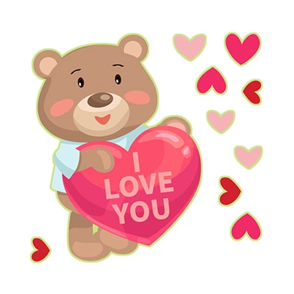 A Glow Stickers With Valentine Patterns For Wall Window Decor Holiday Celebration Luminous Design Pvc Material