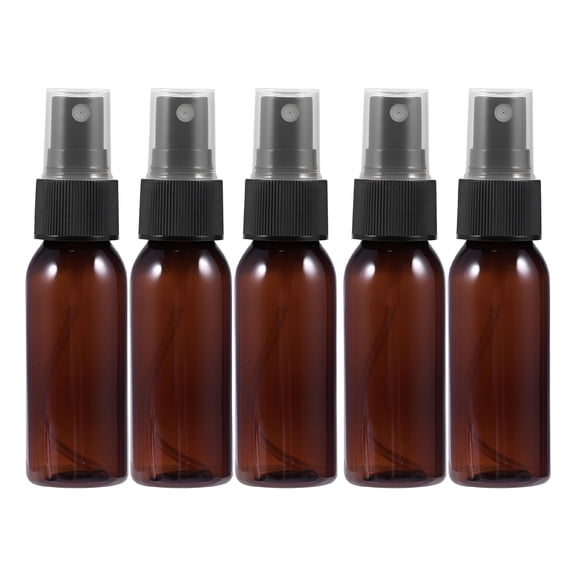 ACDANC 10pcs Mini Plastic Small Empty Spray Bottle for Make Up and Skin Care Refillable Travel Use (Brown with Black Sprayer)