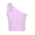 thumbnail image 5 of GigrtiJin Womens Sleeveless One Shoulder Crop Top Slim Short Open Casual Fashion Solid Color Bottom Tops Blouses, 5 of 6