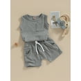 thumbnail image 3 of Bagilaanoe 2pcs Toddler Baby Boy Short Pants Set Sleeveless Tank Tops + Shorts 6M 12M 18M 24M 3T Kids Casual Summer Outfits, 3 of 9