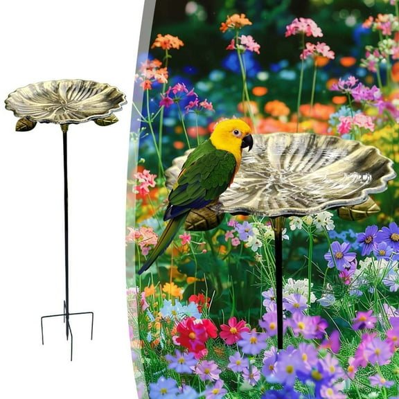 HOARBOEG Metal Hummingbird Feeder and Bird Bath with Stake, Outdoor Garden Yard Decor, Waterproof Flower Shaped Bird Bath for Attracting Wild Birds, Gardening Gifts for Women, Mom, Dad, Grandparents