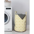thumbnail image 3 of Abstract Laundry Bag, Continuing Print of Flower Round Motifs Concentric Circles, Hamper Basket with Handles Drawstring Closure for Laundromats, 13" x 19", Pale Earth Yellow White, by Ambesonne, 3 of 4