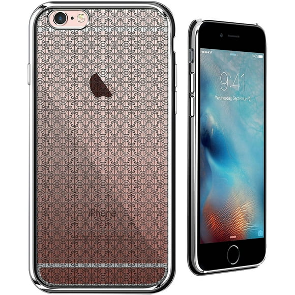 Motif Symbole des Reliques de la Mort, Petit Étui de Designer Série Chrome Luxendary pour iPhone 6/6s avec Bordure Argentée