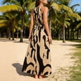 thumbnail image 5 of GUACER Maxi Dress for Women Halter Neck Abstract Print Sleeveless Backless Sundress Boho Flowy High Waist Resort Wear Beach Vacation Outfit, 5 of 7