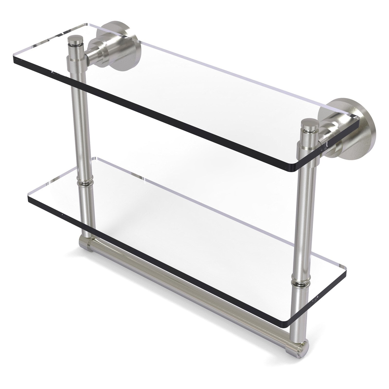 Washing Square Collection 22" 2Tiered Glass Shelf with Integrated Towel Bar (Build to Order
