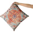 thumbnail image 2 of Orange Blue Ethnic Boho Pillow Covers 16X16 In Bohemian Carpet Vintage Rust Coral Floral Decorative Couch Pillow Cases with Zipper Set of 2 Home Decor for Living Room Bedroom Bed Cushion Outdoor, 2 of 6