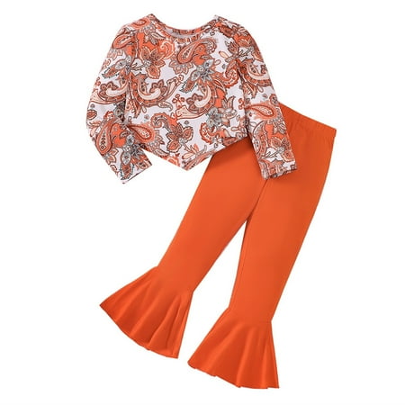 

Girls Clothing Sets 2Pc Middle Small New Spring Autumn Pumpkin Holiday Dress Perform Outfits Sets