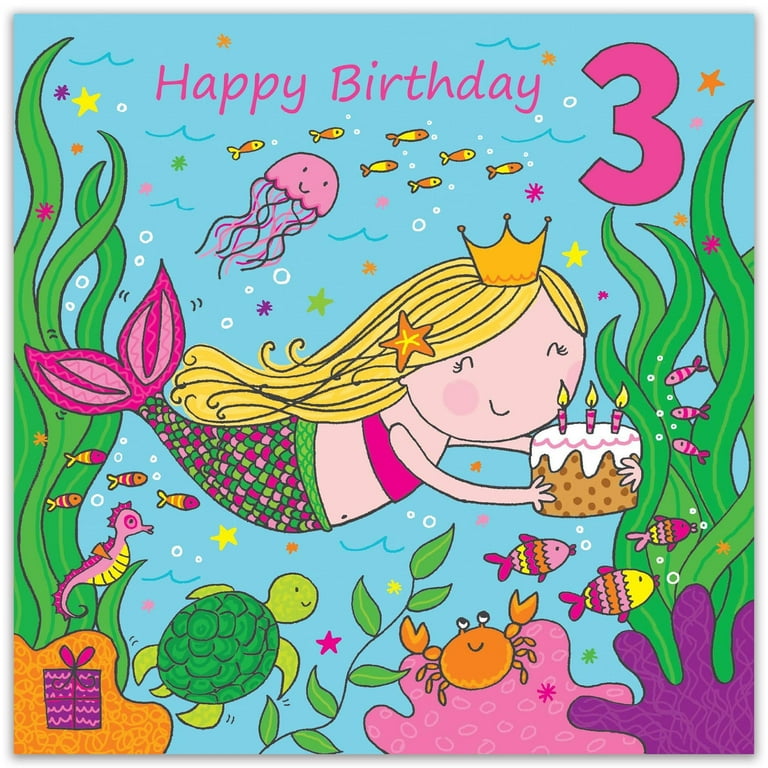 Twizler 3rd Birthday Card for Girls Mermaid Children's Age