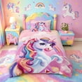 thumbnail image 2 of meiyoeat Colorful Magical Unicorn Twin Duvet Cover For Kids,Cute Animals Twin Bedding For Girls,Colorful Stars Reversible,2pcs(No Comforter), 2 of 6