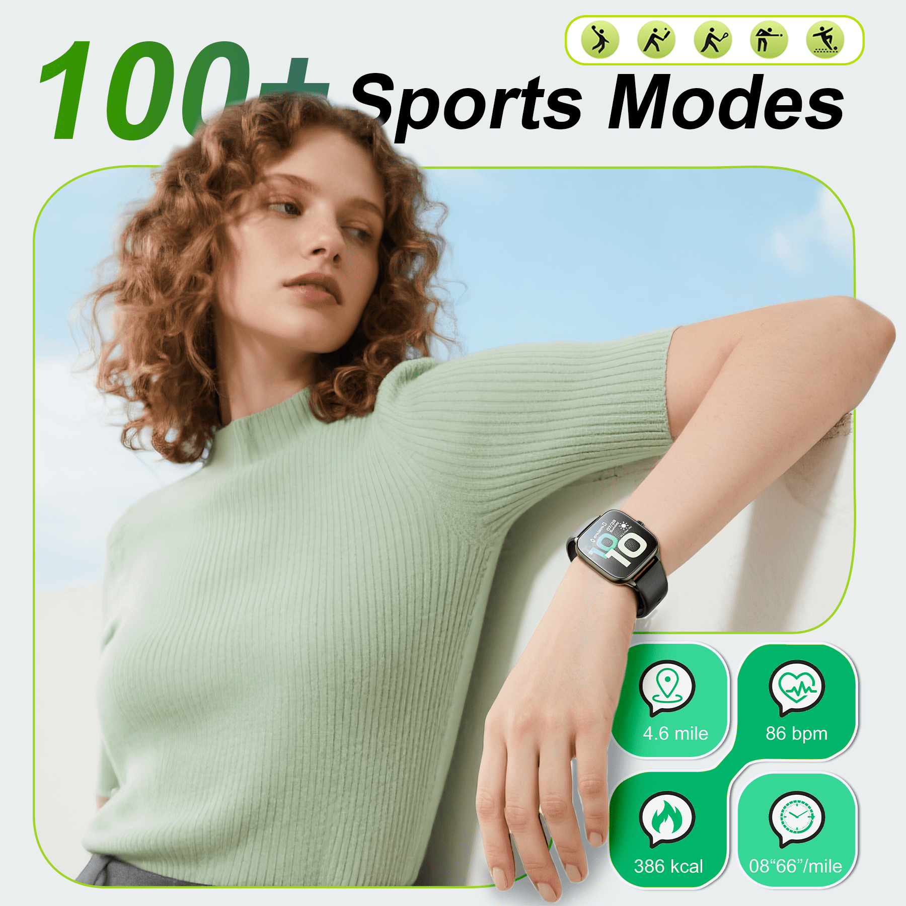 STA Smartwatch – Fitness and Sleep Tracker with 1.72" HD Display, Precise GPS, Call and Messaging, 24/7 Sleep Monitoring, 100+ Professional Sports Modes, Ideal for Sleep and Sports