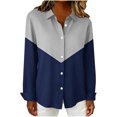 thumbnail image 6 of YUGYXL Women's Button Down Shirts Long Sleeve Trendy Printed Blouses Casual Loose Lapel Collar Tops Fall Fashion Outfit Navy Sweatshirt XXXXXL, 6 of 6