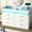 White, variant on ChVans 59"W Wooden Dresser with Glass Top & Jewelry Drawer, 6 Drawer Dresser for Bedroom with LED Lights and Charging Station, Modern Wide Chest of Drawers Double Dresser (White)