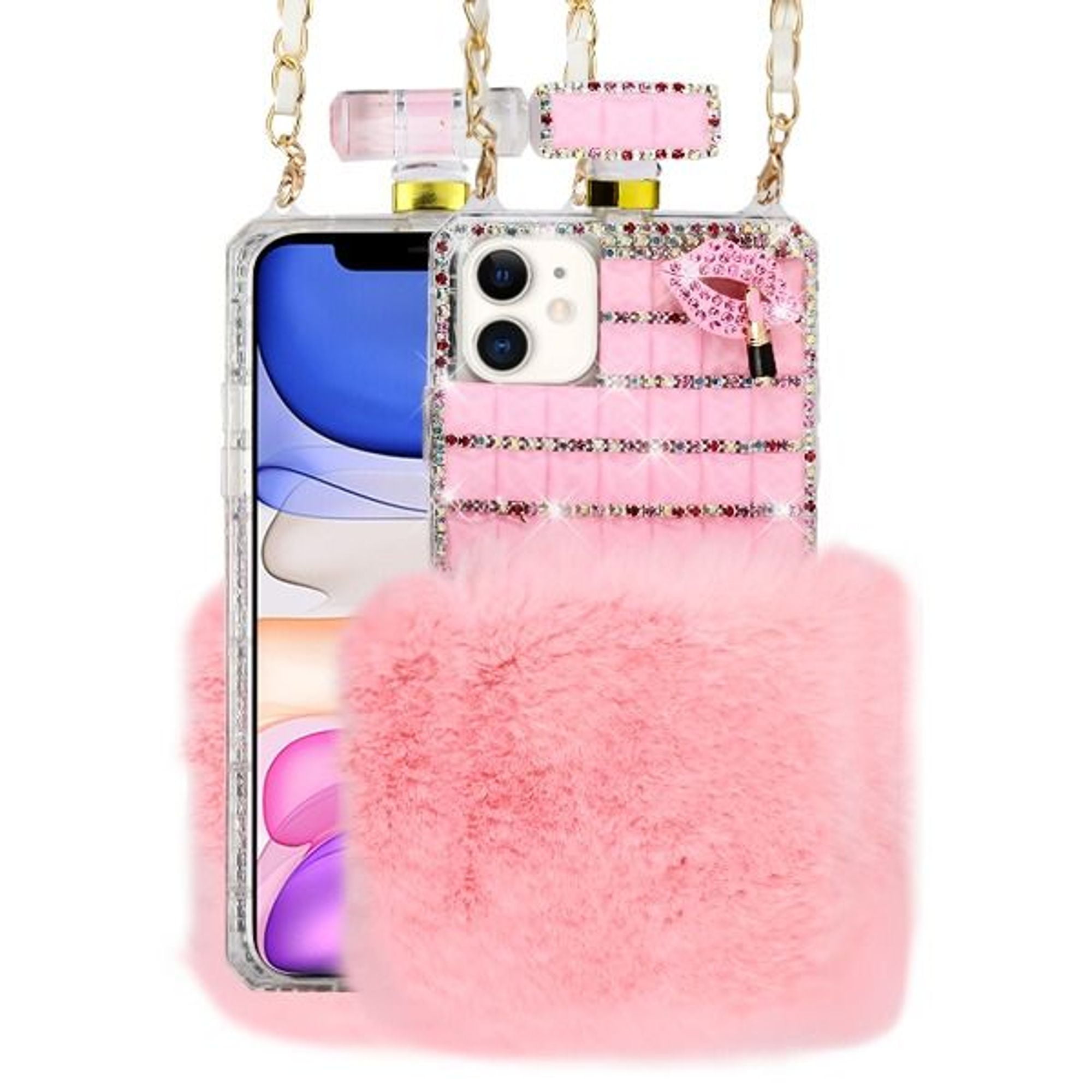 For Apple Iphone 11 Case By Insten Cute Plush With Chain Perfume Bottle Hard Snap In W Diamond Compatible Apple Iphone 11 Walmart Com Walmart Com