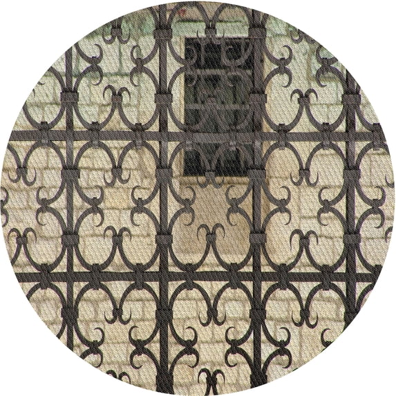 Ahgly Company Indoor Round Patterned Mocha Brown PAT3770X Area Rugs, 7' Round