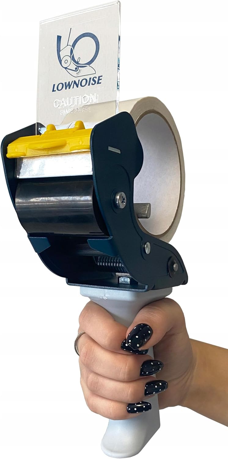 SNC-289 Low Noise Carton Sealing Packaging Tape Dispenser with Safety Blade Cover; 3" Core; Fits 2" Wide Tape Rolls; Natural Rubber Roller