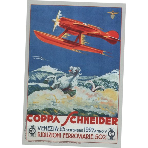 Poster Time Italian Seaplanes Coppa Schneider 1927 Mini poster 11inx17in 11x17 poster Color Category: Multi, Unframed, Ages: Adults