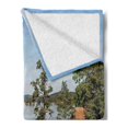 thumbnail image 2 of Landscape Soft Flannel Fleece Blanket, Lakeside Photo with Calm Still Water and Small Country House Between Trees Peace, Cozy Plush for Indoor and Outdoor Use, 50" x 60", Multicolor, by Ambesonne, 2 of 5