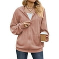 thumbnail image 3 of QAFOPEH Women Zip Long Sleeve Sweatshirt Drawstring Hoodies With Pockets, 3 of 7