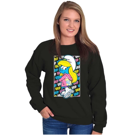 Urban Streetwear Smurfette Drip Women Crewneck Sweatshirt Brisco Brands S