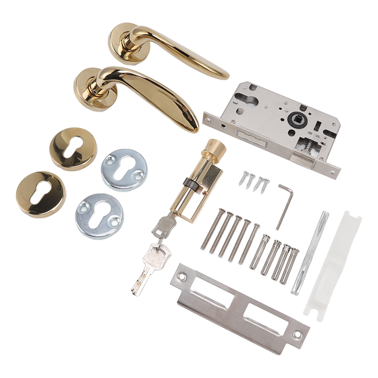 Indoor Door Lock, Gold Silent Split Door Handle Lock Universal For