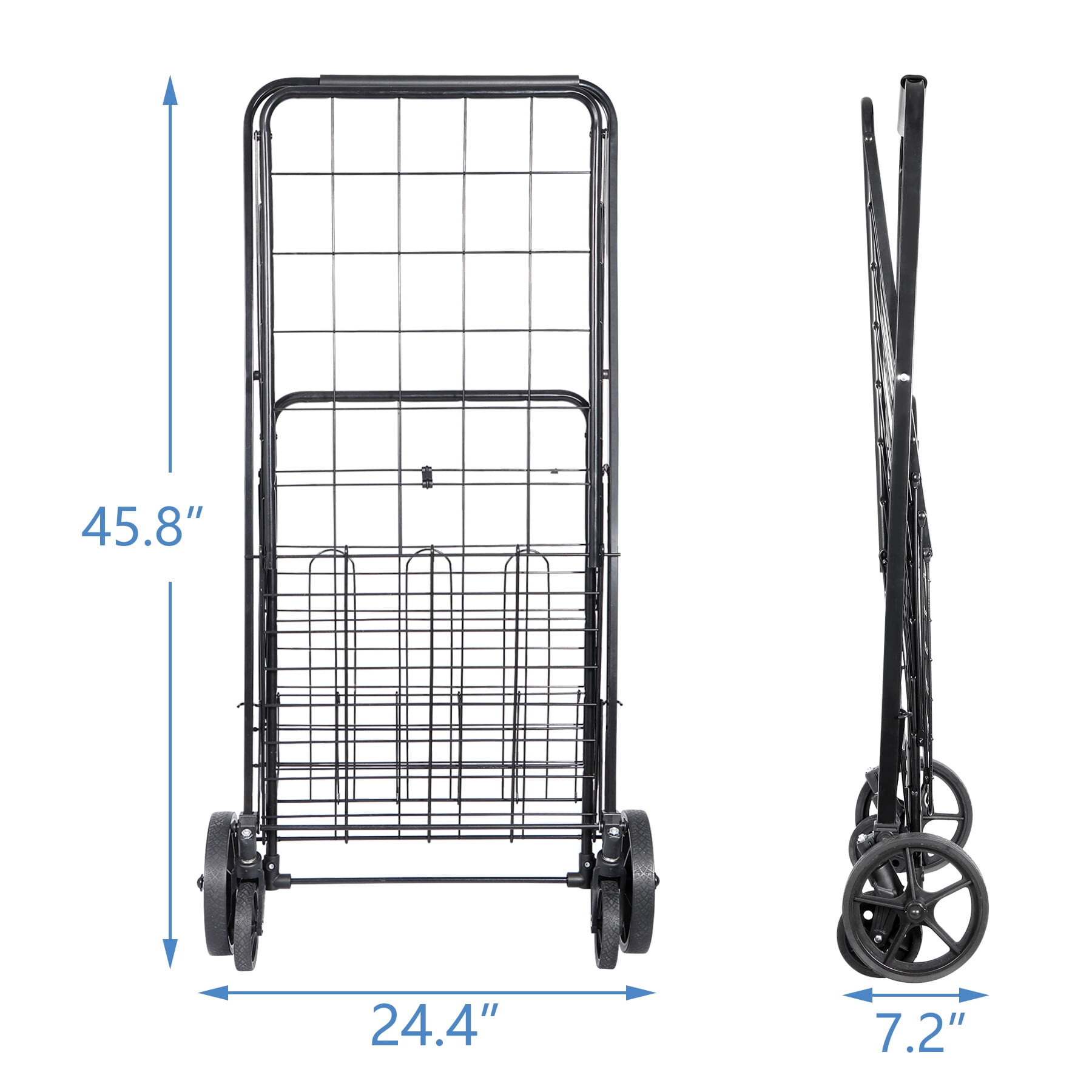 ZENSTYLE Folding Shopping Cart Multi-purpose Utility Cart Trolley Large Capacity