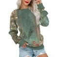 thumbnail image 6 of miqiqism Vintage Tops for Women Fall Exercise Pullover Blouses Juniors Comfy Long Sleeve Round Neck Shirts Casual Winter Ethnic Floral Tunic Sweatshirts,Blue,Small, 6 of 6