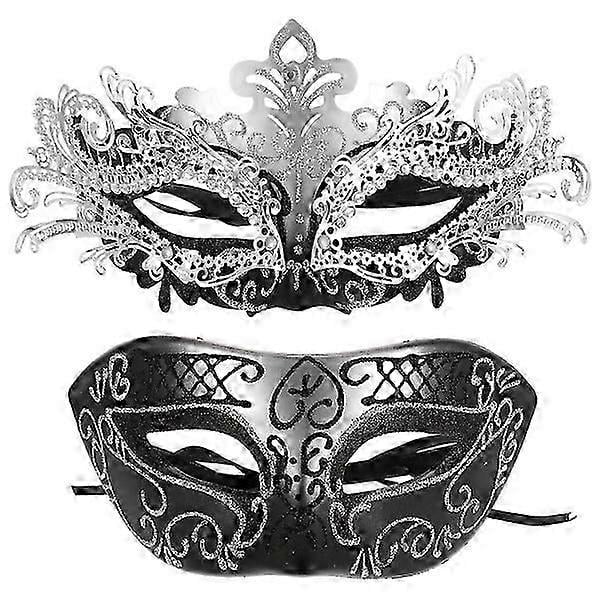 2Pcs Halloween Party Mask Delicate Half Face Cosplay Mask Women Masquerade Mask