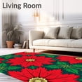 thumbnail image 2 of ODIKA 5'x7' Machine Washable Non-Slip Area Rug, Festive Poinsettia Bloom Latch Hook Throw Pillow Handicraft High Traffic Rug with Pad, Red, 746726, 2 of 8