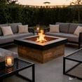thumbnail image 4 of 36" Black Iron Wood-Burning Fire Pit Table, Portable Outdoor Stove with Cross Weave Cutouts for Patio & Backyard Gatherings, 4 of 14