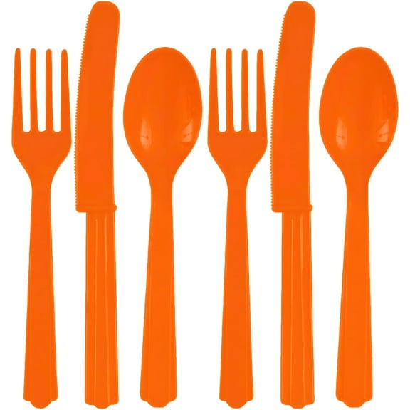 Amscan Assorted Plastic Cutlery | Orange Peel | Pack of 24 | Party Supply - 4546.05