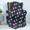 thumbnail image 4 of Anchor Soft Flannel Fleece Blanket, Nautical Pattern with Steering Wheels Big Red Polka Dots Hearts Sea Love, Cozy Plush for Indoor and Outdoor Use, 50" x 60", Night Blue Vermilion, by Ambesonne, 4 of 5