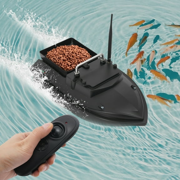 Upgraded 3-Blade Propeller Bait Boat with Anti-Tangle Baffle – 1.5kg Bin Capacity, 3.28ft/s Speed, 3-4 Wind Resistance – Black ABS/Stainless Steel