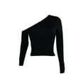 thumbnail image 4 of YueHuiYing Fashion Women Color Off Shoulder Long Sleeve Sweater Pullover Sweater Puff Blouse, 4 of 5