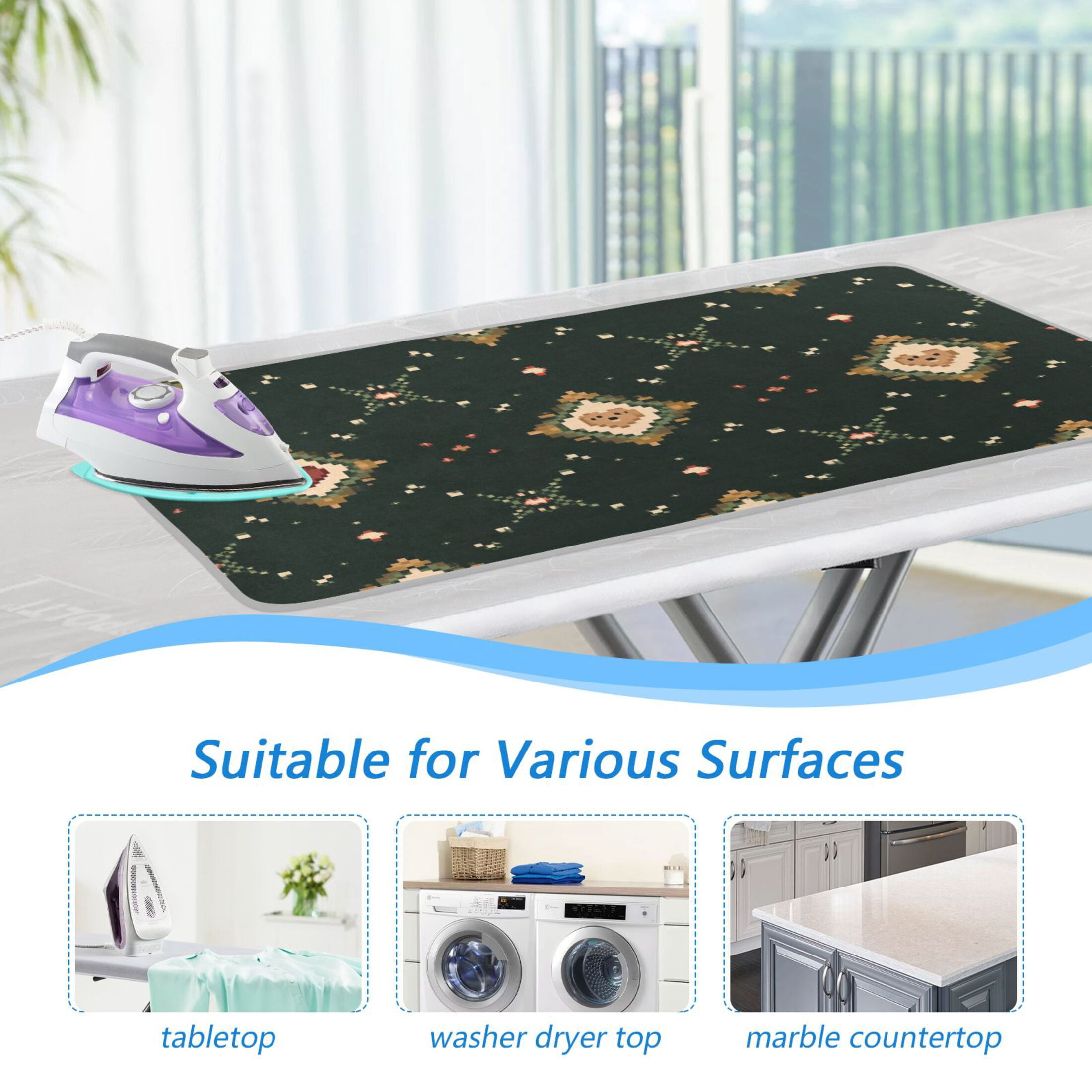 Lattice Hearts Ironing Board Covers Heat Resistant Ironing Pad Mat Portable for Travel Washer Dryer Table