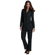 Roaman's Women's Plus Size Petite Plus Size Long Sleeve Ten-Button Shawl-Collar Pant Suit – 2-Piece Pant Set