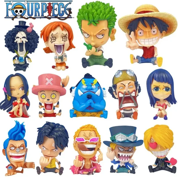 Figuras de acción de One Piece Zoro, Luffy, Sanji sentado, Robin Nami Brook Chopper, 8,5 CM, PVC, versión Q, modelo de decoración de coche, 14 estilos1291